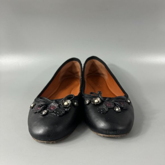 Coach Tea Rose Lola Ballet, Black, Size US 7 - Picture 3 of 14